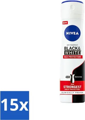 Zdjęcie produktu dla Nivea - Dezodorant - Spray - Black & White Max Protection - 150 ml - opakowanie ekonomiczne - 15 szt