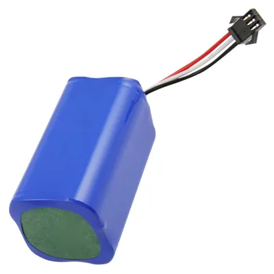 A blue battery pack with a connector and wires.