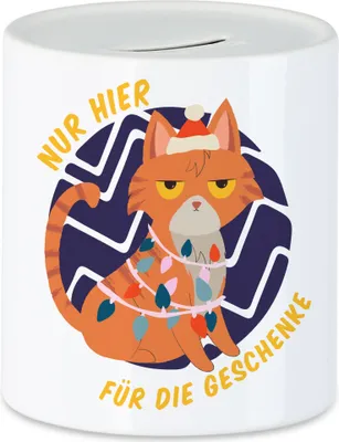 Produktbild von Nur Für Die Geschenke Hier Spardose Lustiges Katzen Motiv Katzenliebhaber Weihnachten Weihnachtsfest