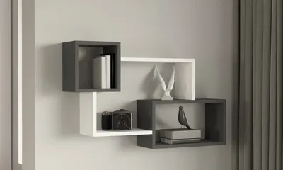 Immagine prodotto di Skye Decor, Afro - Antracite, mensola a muro, bianco, 100% pannelli truciolari rivestiti in melamina, 90,6 x 22 x 51 cm