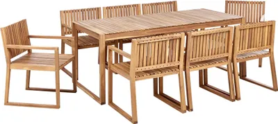 Produktbild von BELIANI Gartenmöbel Set Hellbraun es Akazienholz 8-Sitzer Acht Stühle mit einem Gartentisch Terrasse / Outdoormöbel Rustikal Landhaus Stil