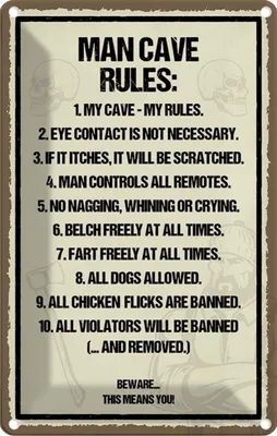 Produktbild von vianmo Blechschild 30x20 cm Man Cave Rules my Spruch Zitat