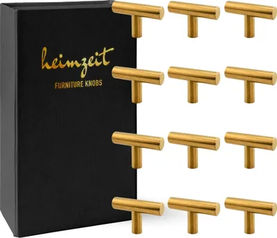 Produktbild von 12x Möbelknöpfe Gold Schrankknopf Edelstahl Möbelgriff Schubladenknopf Türknauf
