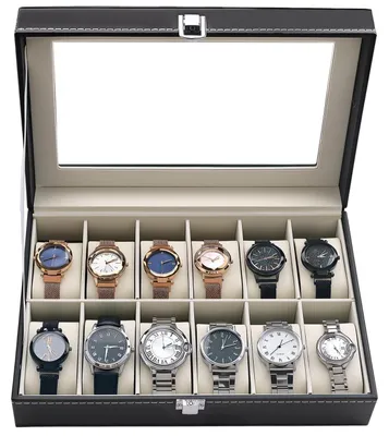 Produktbild von Uhrenbox für 24 Uhren mit Glasdeckel und Samtfutter