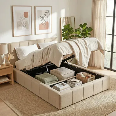 Produktbild von BETT ELIAS / 180x200 cm mit Bettkasten, Beige