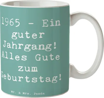 Produktbild von Mr. & Mrs. Panda Becher Spruch 1965 Geburtstag - Meeresbrise - Geschenk, Kaffeebecher, Happy Birthday, Geburtstagsgeschenk, Handgefertigt, Tasse, Keramiktasse, Pott