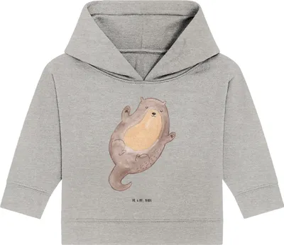 Produktbild von Mr. & Mrs. Panda Organic Baby Hoodie Otter Umarmen 24. - 36. Monat - Heather Grey - Geschenk, glücklich, Kapuzenshirt, Kapuzensweatshirt, Hallo, Seeotter See, gut Gelaunt