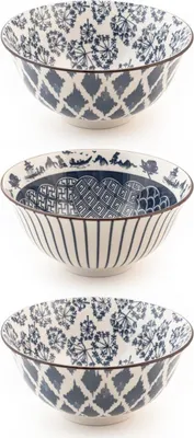 Produktbild von H&h Set mit 3 Seiden-Poke-Schüsseln aus Porzellan, 16 cm