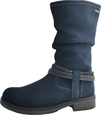 A single blue boot is shown against a white background.
