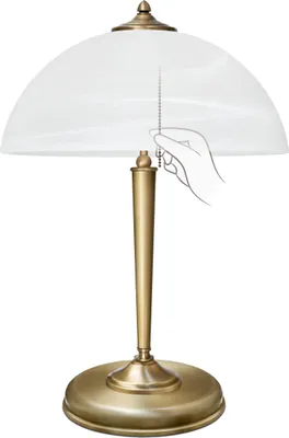 Produktbild von Messing Tischleuchte trendig Kettenschalter Goldpatina 53cm Ø35cm 2x E14 80W Wohnzimmer Schlafzimmer Büro Leselampe handgefertigt