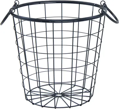 Produktbild von Metall Drahtkorb schwarz mit 2 Griffen - 35 cm - Aufbewahrung Deko Korb - Gitter Draht Design Korb rund