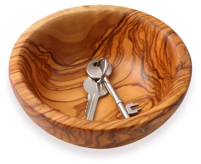 Handgeschnitzte Olivenholz-Schale, 14 cm, für Snacks & Deko