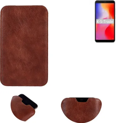 Produktbild von K-S-Trade Schutzhülle Handyhülle kompatibel mit Xiaomi Redmi 6 Pro Handytasche Kunstleder Sleeve in braun