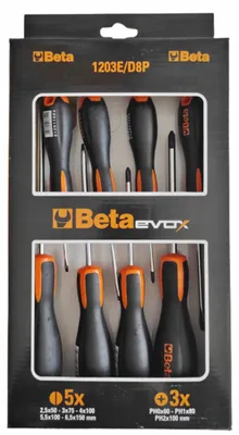 Zdjęcie produktu dla BETA TOOLS Zestaw 8 wkrętaków płaskich i krzyżakowych