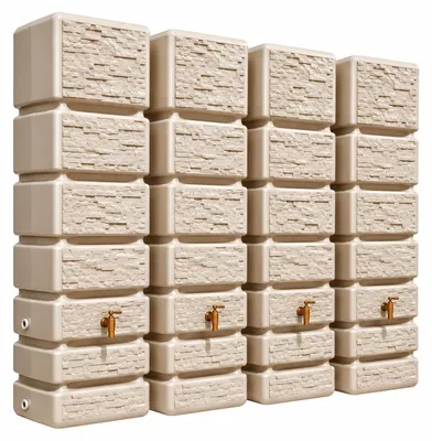 Produktbild von 4x 350L GRAF SLIM Stone Wandtank-Set sandbeige 1840x600x390cm