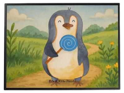 Produktbild von Mr. & Mrs. Panda tischschutzmatte Pinguin Lolli Design - Weiß - Geschenk, schreibtischunterlage, Spruch, bastelunterlagen, Heißhunger, Süßigkeiten, Niedlich, Naschen
