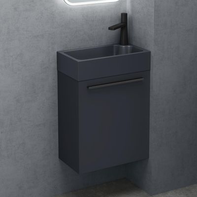 doporro Badezimmerschrank Badmöbel-Set in Anthrazit Matt 46x26x63cm Unterschrank mit matt Anthrazit Waschbecken Gäste-WC Wandmontage Pisa