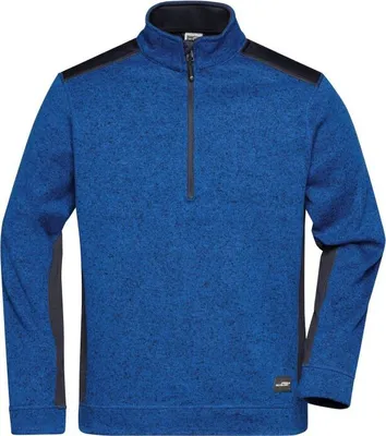 Produktbild von Pflegeleichter Strickfleece Troyer im Materialmix royal-melange/navy, Gr. S