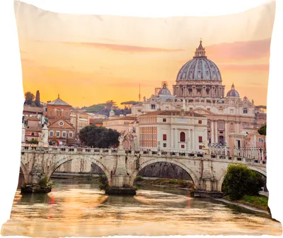 Produktbild von MuchoWow® Zierkissen Sofakissen Wohnzimmer Dekokissen 60x60 cm Italien - Skyline - Rom - Sitzfläche - Foto Polster