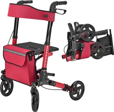 Obrázek produktu pro Zdravotní chodítko Vital 51036, hliníkový rolátor, se sedátkem, skládací, lehké, výškově nastavitelné, 55 x 65 x 79 až 96 cm