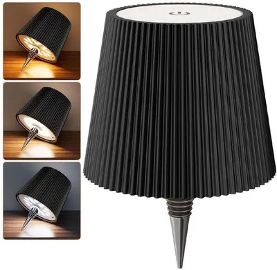 Image de Lampe de table LED en forme de poisson - Rechargeable - Intensité réglable sur 3 niveaux -tactile - Résistante à l'eau et à la poussière - Lampe de table sans fil - Idéale pour les restaurants, les chambres, les jardins et les bars - Noire