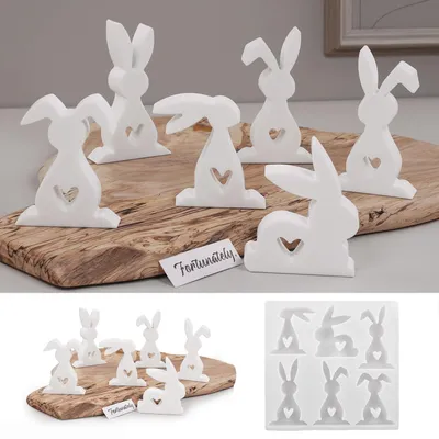 Produktbild von Silikonformen, Gießformen, Frühlings-Osterhasen, Gips, Epoxidharz, Kerzen