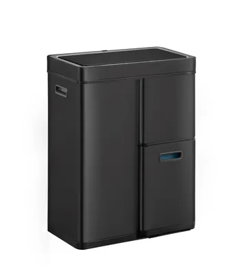 Produktbild von EKO Mirage Plus Sensor Abfalleimer, 3 Fächer (30+15+15 Liter), Abfalltrennung, Schwarz, pulverbeschichteter Stahl & Kunststoff, ausziehbare Schublade, geräuschloses Deckelschließen, 6 AA-Batterien