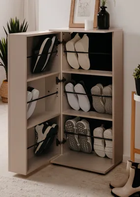 Produktbild von Schuhschrank "Logu" in Samt 50 x 110 cm, aufklappbar für 12 Paar Schuhe