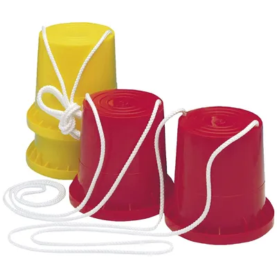 Produktbild von EDUPLAY 130035 Laufdollis Becherstelzen Topfstelzen Laufstelzen, Kunststoff (Farbe zufällig, 1 Paar)