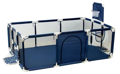 Image de Parc pour bébé - Grand parc de jeux - Barrière d'activité - Tissu - 3 à 6 ans - Bleu