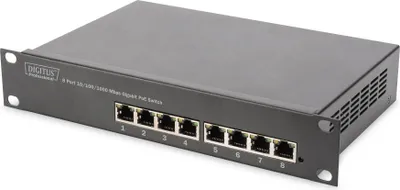 Obrázek produktu pro DIGITUS 8-Port Gigabit PoE Switch, 10 Zoll, Unmanaged