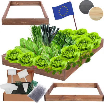 Produktbild von MODO24 Hochbeet Holz, Pflanzkasten, Massivholz, Kiefer, Kräuterbeet, Blumenkasten, Garten, Terrasse, 9x90x60 cm, Braun, ZP09