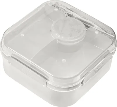 Produktbild von Lunchbox BranQ Lido Frühstücksbehälter mit Besteck Druckknopfverschluss Mahlzeit Box 8x19x19cm 1,6L Weiß
