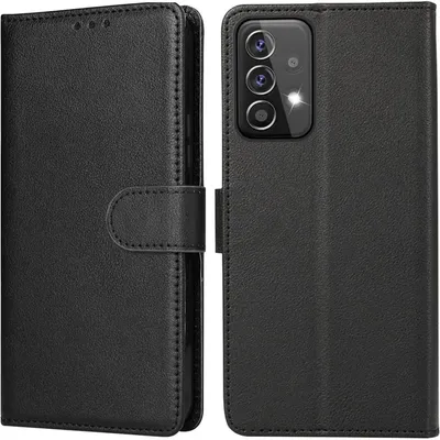 Productafbeelding van Telefoonkoffer, opklapbaar, van leer, met kaarthouder, standfunctie, schokbestendig, voor Samsung Galaxy A53 5G, zwart