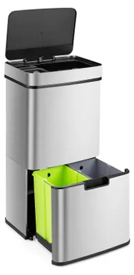 Produktbild von 72-l-Mülleimer für die Küche, Edelstahleimer mit Bewegungssensor, sanft schließendem & offen bleibendem Deckel, herausnehmbaren Fächern zum Recycling