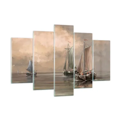 Produktbild von Bilder auf glas - Meer Boot Fischer - 150x100cm - Glasbilder - Wandbilder - Kunstdruck - zum Aufhängen bereit - Wanddekoration aus Glas - Glas Bilder - Wandbild auf Glas - 5 Teile - GEA150x100-3514