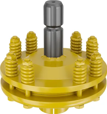 Produktbild von Spojka kloubového hřídele pro šestizubý drážkovaný hřídel 1 3/8" AG a IG, kloubový hřídel s max. 1200 Nm, žlutá barva