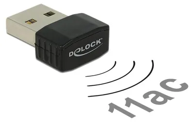 Zdjęcie produktu dla DeLOCK 12461, Bezprzewodowy, USB, WLAN, Wi-Fi 5 (802.11ac), 433 Mbit/s, Czarny