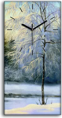 Produktbild von Wandbild Leinwand Bilder Wanduhr Geräuschlos Kunstdruck 30x60 Winter Wald - schwarze Hände