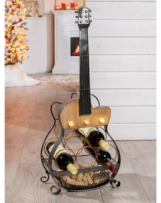 Image de Gilde Weinregal, Gitarre, "Cork", Metall, schwarz, VE 1, L. 19 cm, B. 33 cm, H. 81.5 cm 51885 4063387518854