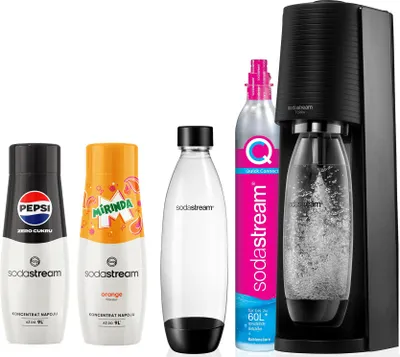 Produktbild von Sodastream Terra Saturator Kartuschenflasche 1L + Pepsi Mirinda