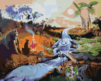 Produktbild von Zuty - Malen nach Zahlen - TIERE AN DER WASSERSTELLE (D. RUSTY RUST), 40x50 cm, mit Keilrahmen (bereits gespannt)