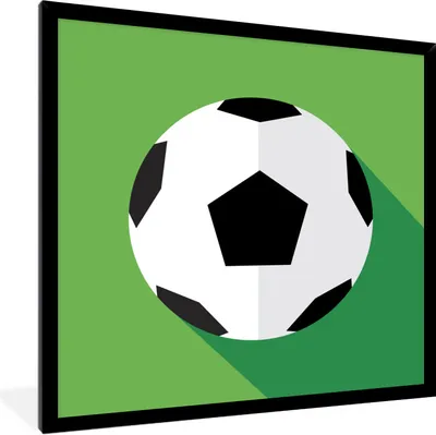 Produktbild von MuchoWow® Gerahmtes Poster Eine Illustration eines Fußballs auf einem grünen Hintergrund - Jungen - Mädchen - Kinder 40x40 cm - Poster mit Schwarzem Bilderrahmen Wandposter Rahmen Foto Bilder - Mit Rahmen - Wanddekoration Schlafzimmer