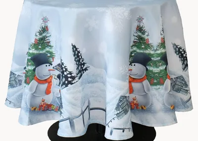 Produktbild von Tischdecke mit Druckmotiv Schneemänner Tischläufer Weihnachtstischdecke 150 cm rund
