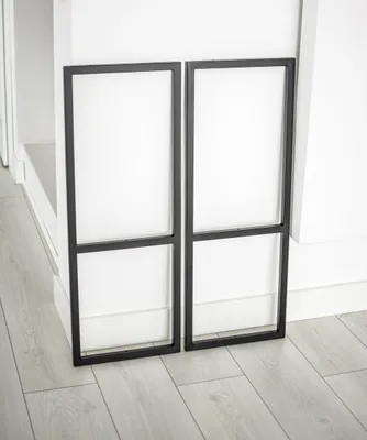 Produktbild von Schwarze Metall-Wandhalter für Regale 90x30cm – 2er Set Regalstützen im Loft-Stil, stabil & dekorativ-Metall Regalhalter im Industrie-Design