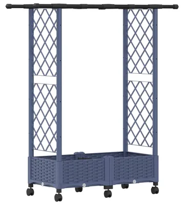 Produktbild von vidaXL Hochbeet mit Rankgitter und Dach Grau 122,5 x 40 x 127 cm PP