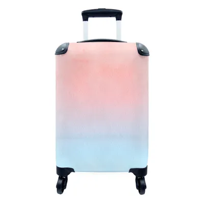 Produktbild von MuchoWow® Koffer Handgepäck Trolley Rollkoffer Kleine Reisekoffer mit 4 Rollen - Aquarell - Rosa - Blau - Cabin Size < 55x40x23 cm & 55x40x20 cm - Fotokoffer - Kabinenkoffer - Boardgepäck - Reise-Box - Reisekoffer - Reisegepäck - Koffer mit Bild - Trolley für Kinder