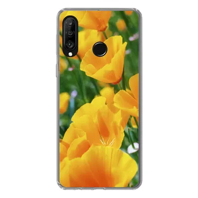 Produktbild von MuchoWow® Handyhülle Schutzhülle Hülle für Huawei P30 Lite Blumen - Garten - Orange Silikon Softcase Handy Hülle - Handyhülle