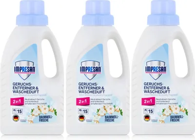 Produktbild von Impresan Geruchs-Entferner & Wäscheduft Baumwoll-Frische 450ml (3er Pack)