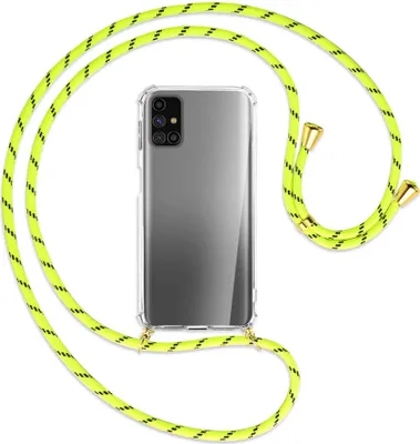 Produktbild von Handykette Backcover-Schutzhülle mit Band (Metall goldfarben) für Samsung Galaxy M31s - neongelb